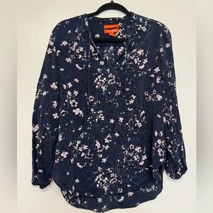 Joe Fresh Navy Blouse with a Floral Print